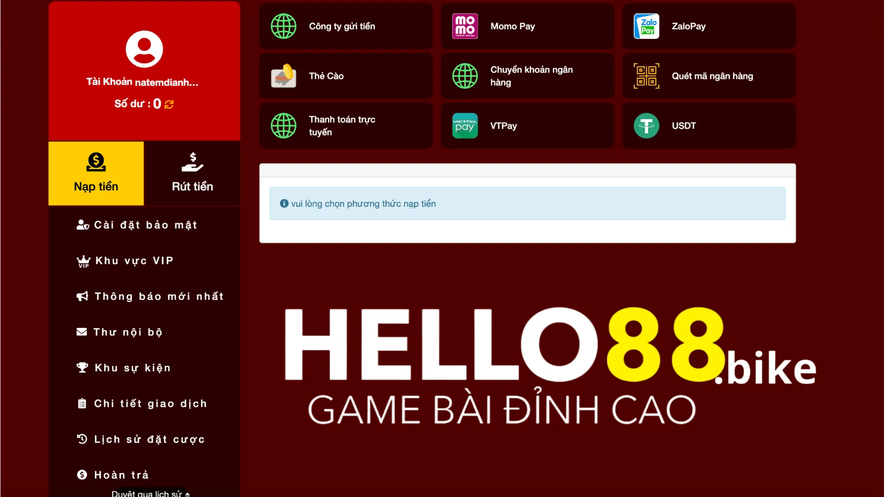 Các vấn đề liên quan đến giao dịch nạp tiền Hello88 Các vấn đề liên quan đến giao dịch nạp tiền Hello88