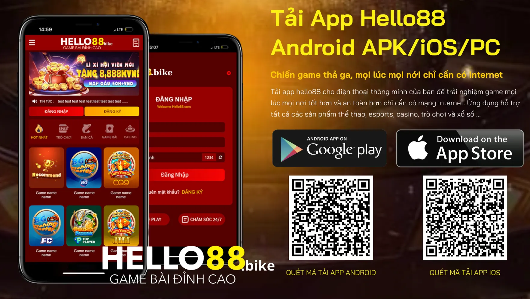 Tải app Hello88 cho thiết bị hệ điều hành Android và IOS Tải app Hello88 cho thiết bị hệ điều hành Android và IOS